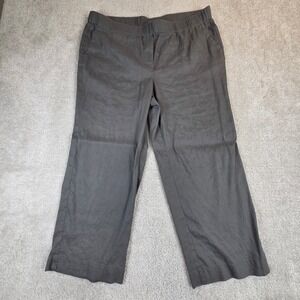 J.Jill Womens Gray Linen Blend Wide Leg Crop Pants Elastic Waist Size L